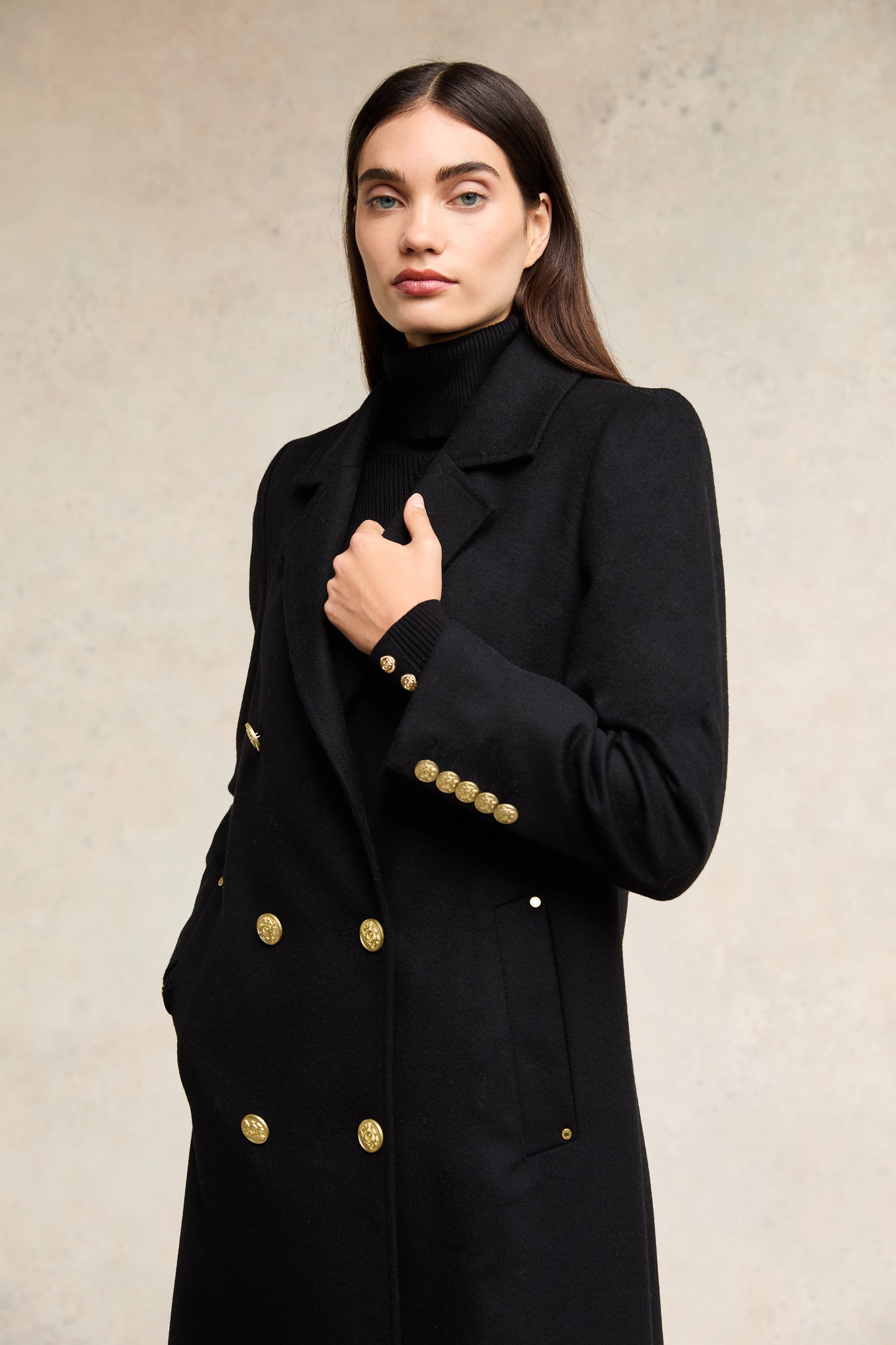 Double Breasted Coat (Soft Black)