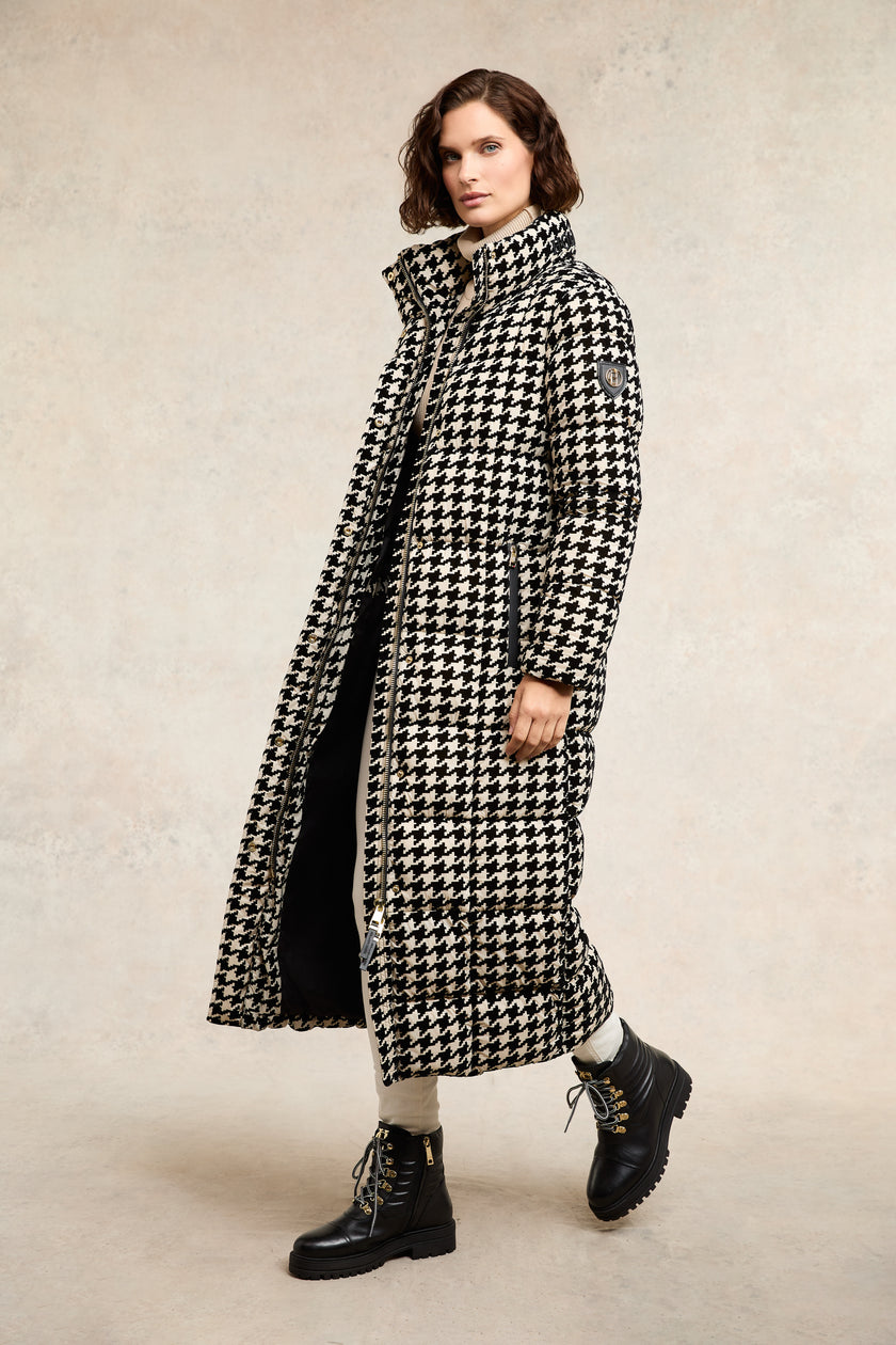 Crawford Longline Coat (Ecru Houndstooth)