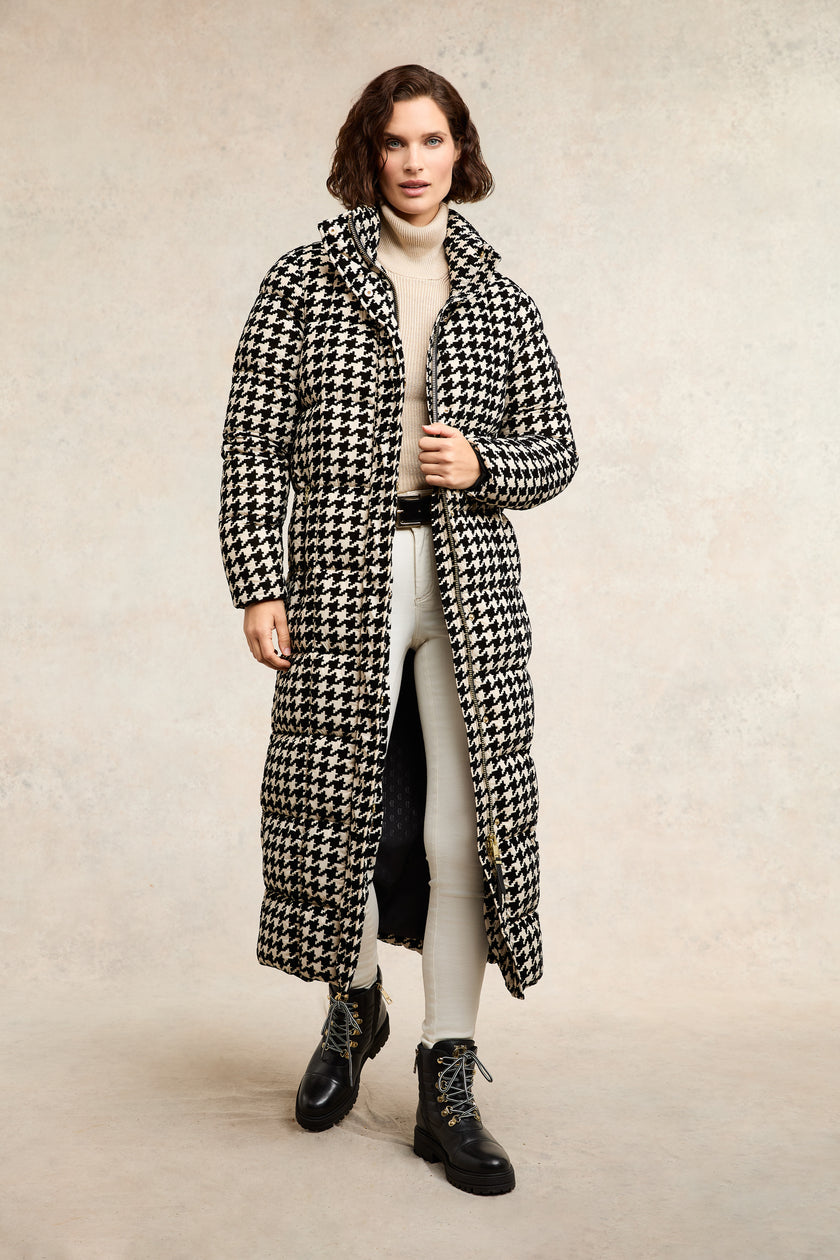 Crawford Longline Coat (Ecru Houndstooth)