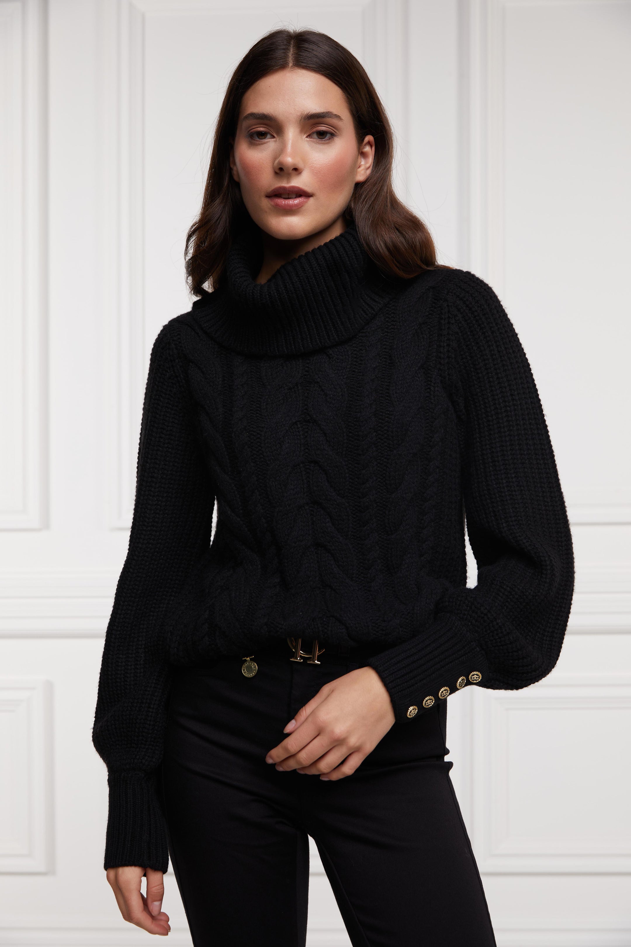Corded Roll Neck Knit (Black) – Holland Cooper