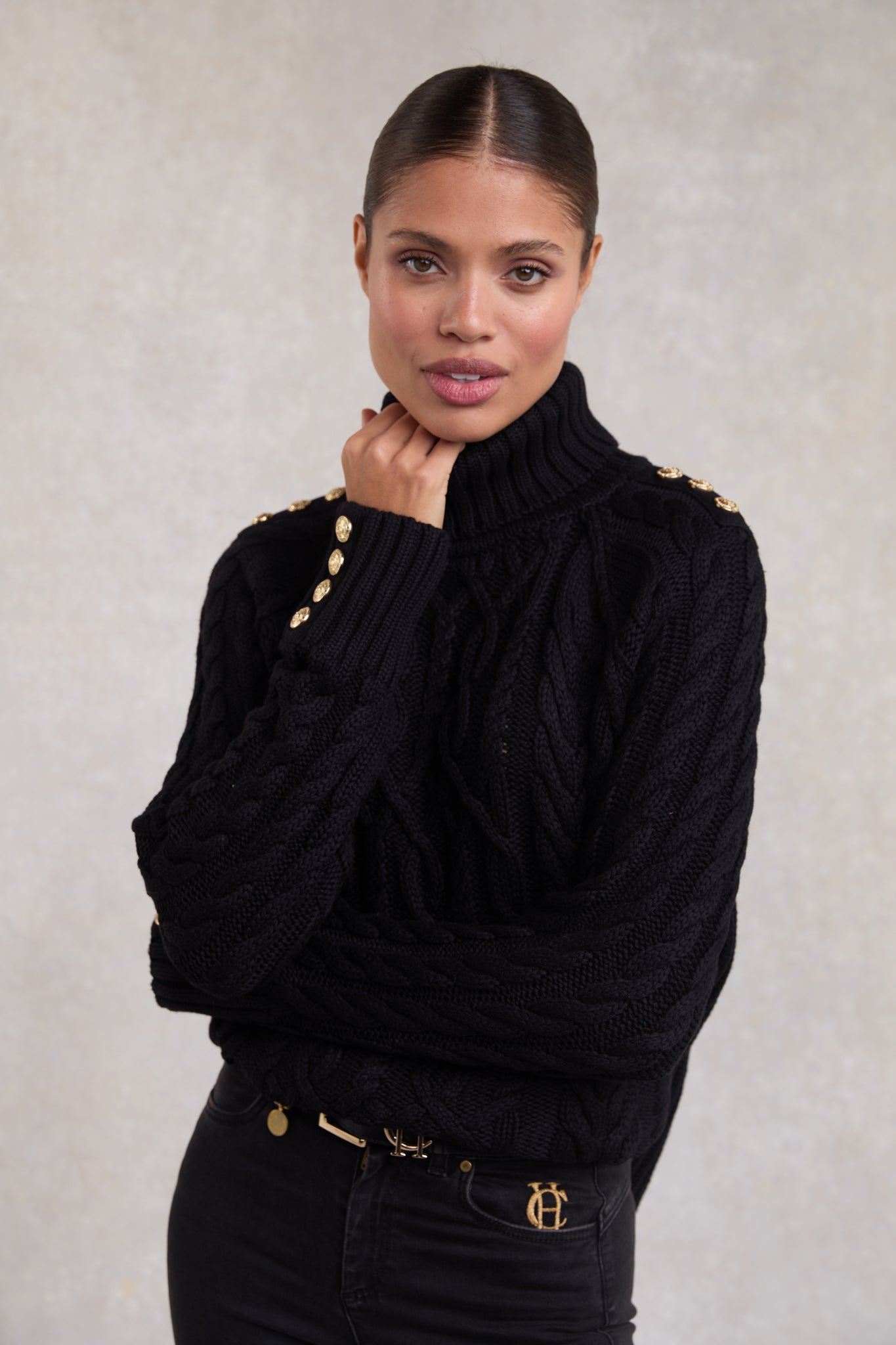 Corded Roll Neck Knit (Black)