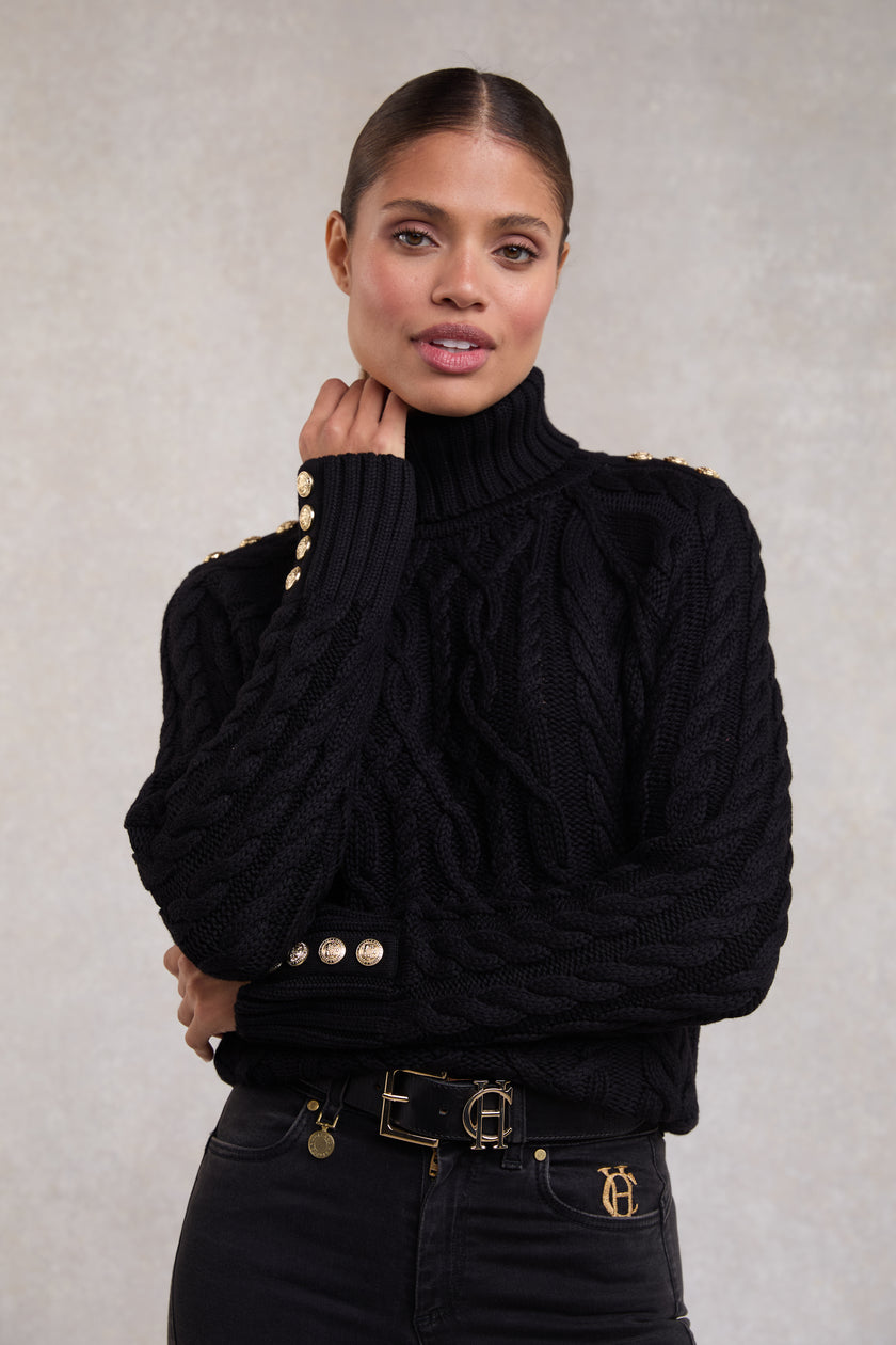 Corded Roll Neck Knit (Black)