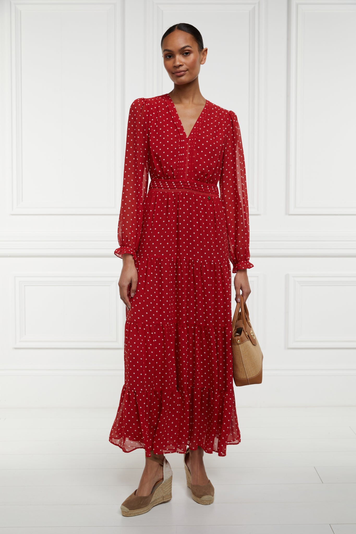 Bella Tiered Maxi Dress (Red White Polka Dot)