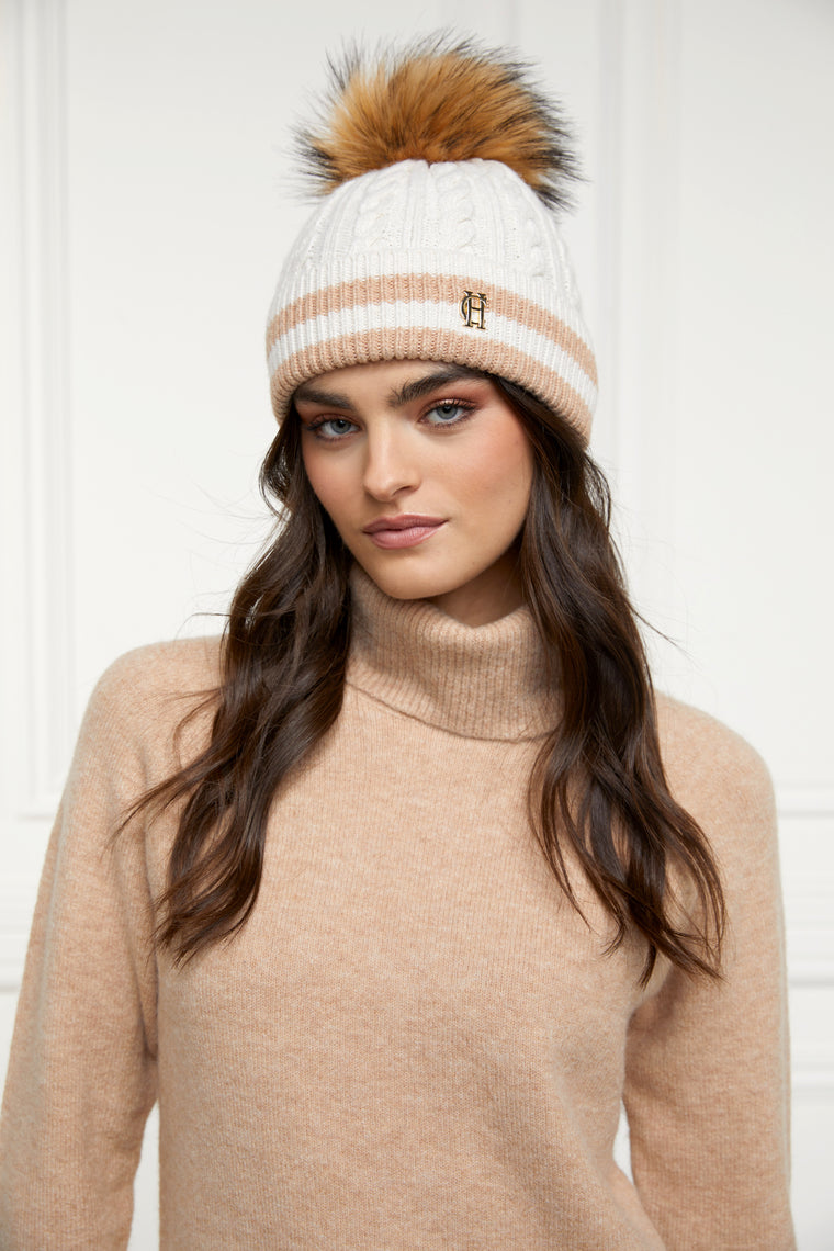 Zoe Bobble Hat (Cream Stripe)