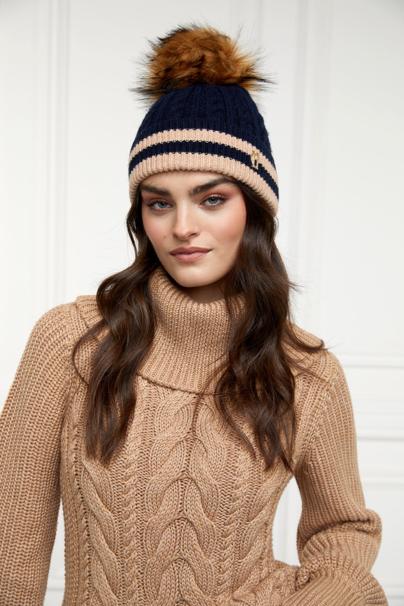 Zoe Bobble Hat (Ink Navy Stripe)