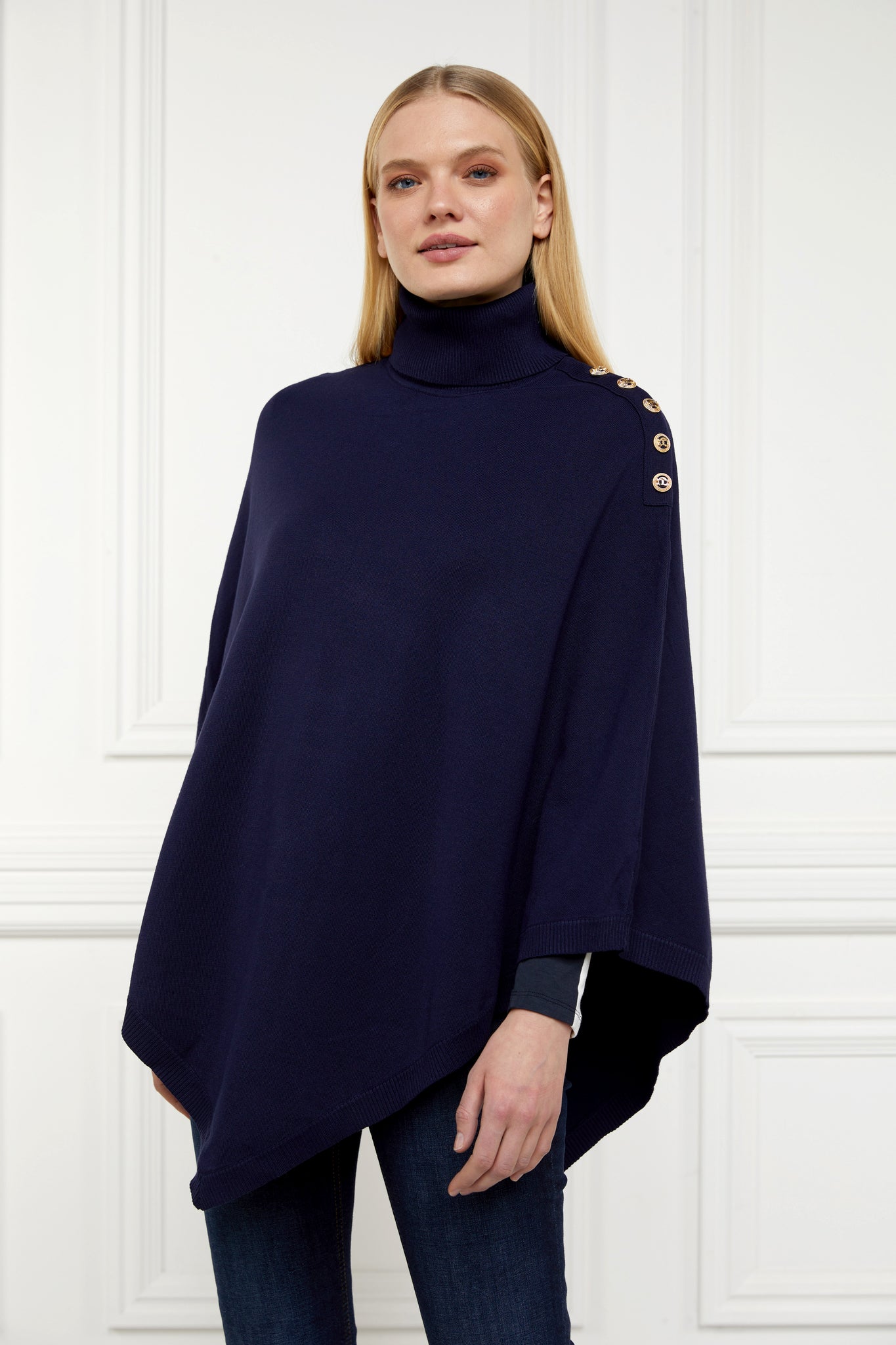 Roll Neck Cape (Ink Navy)