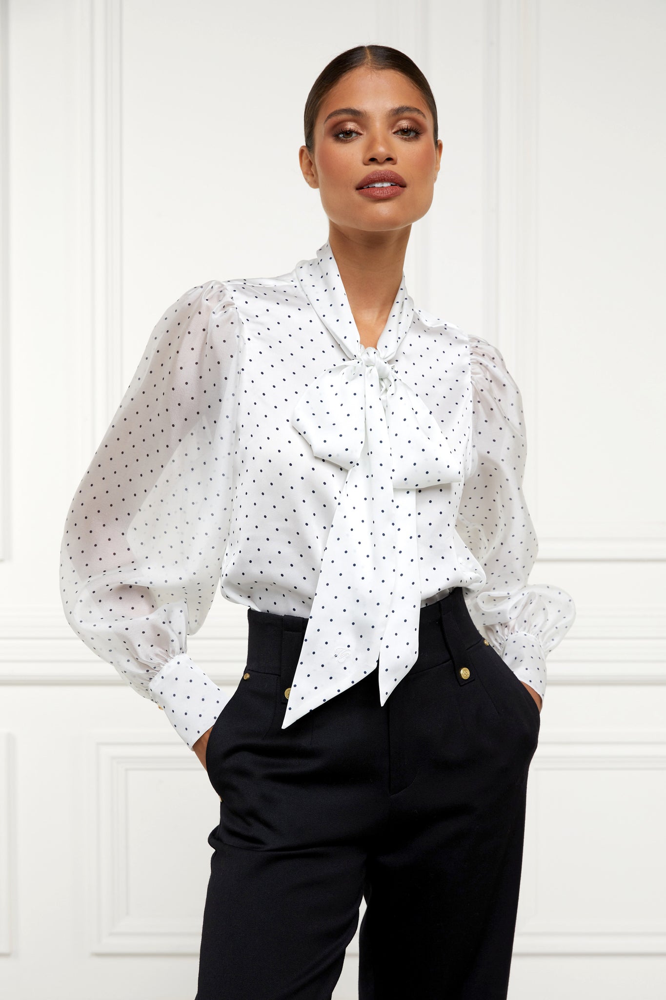 Ariella Blouse (White Polka Dot)