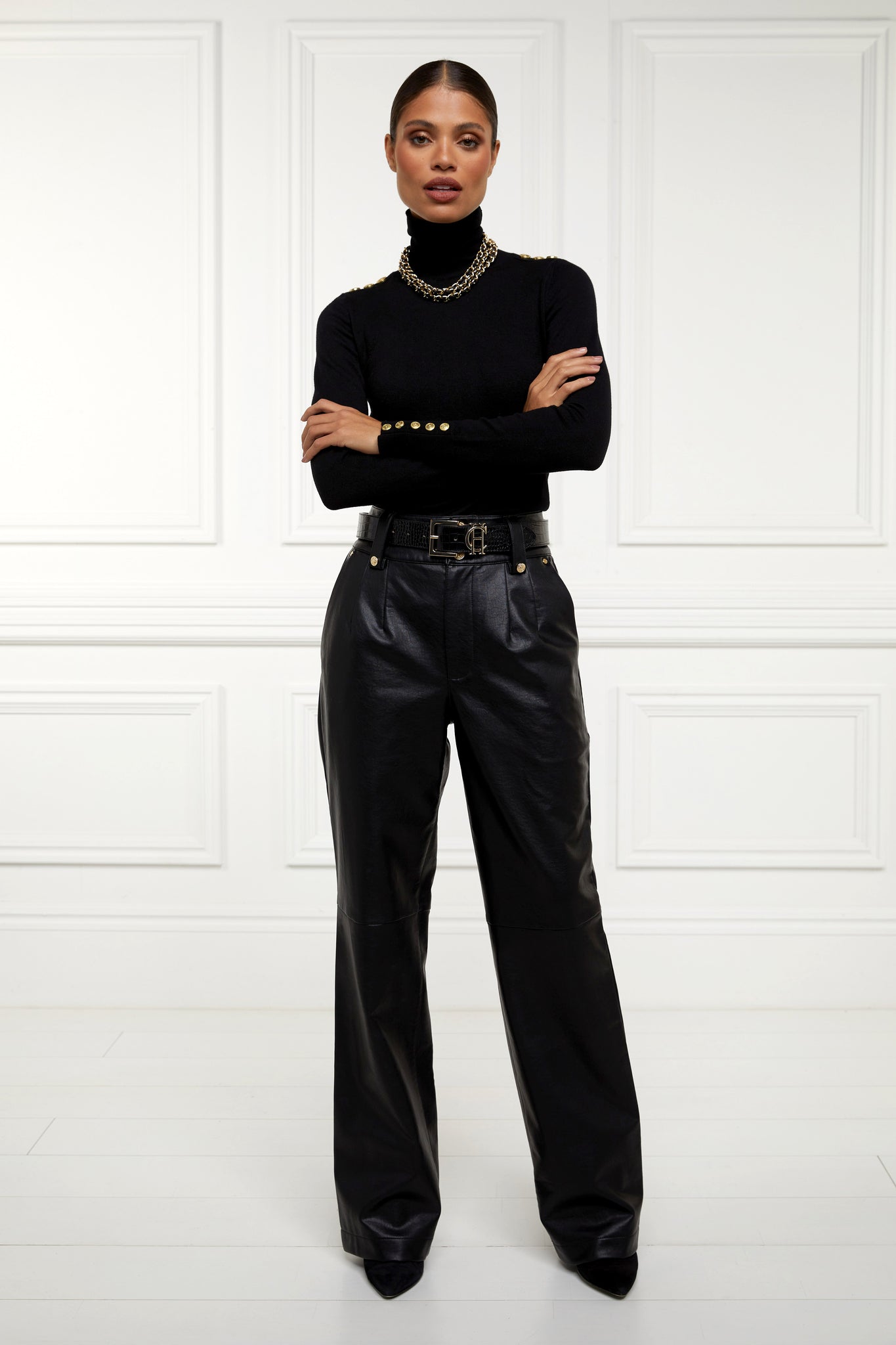 High Waisted PU Trouser (Black)