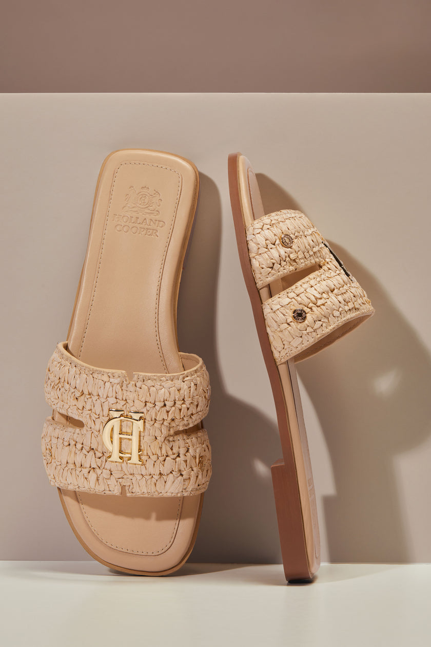 Monogram Slides (Natural Straw)