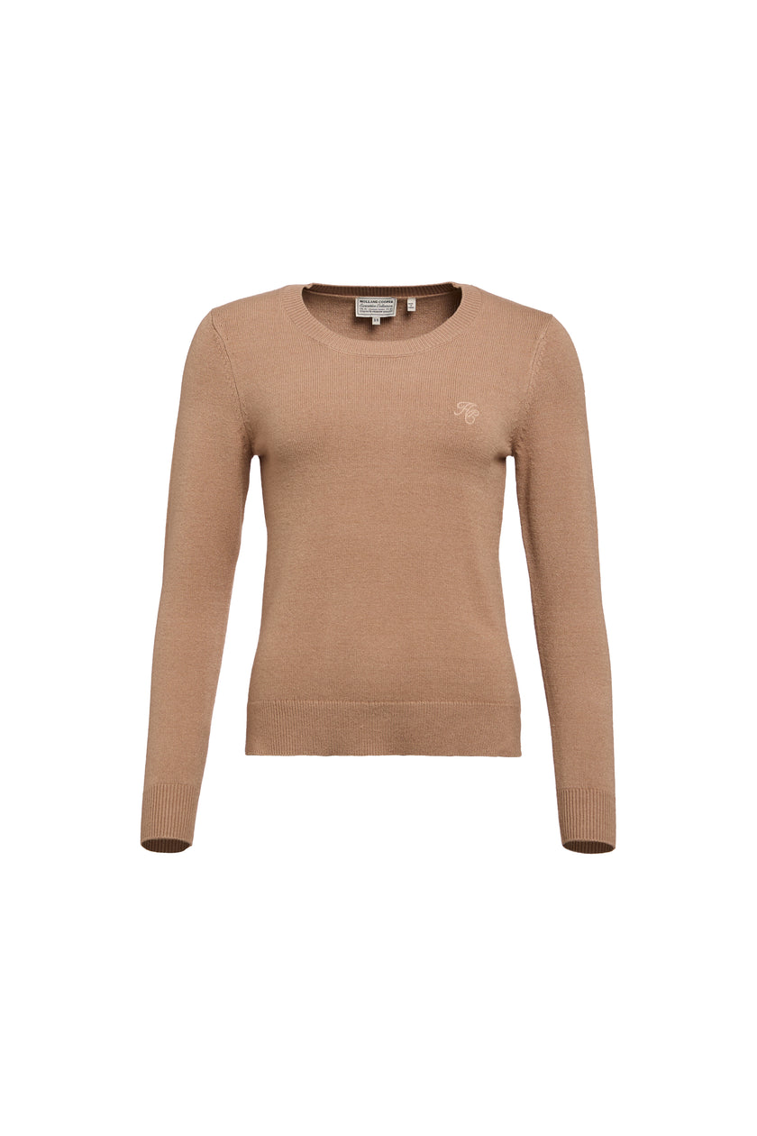 Sarah Crew Neck Knit (Dark Camel)