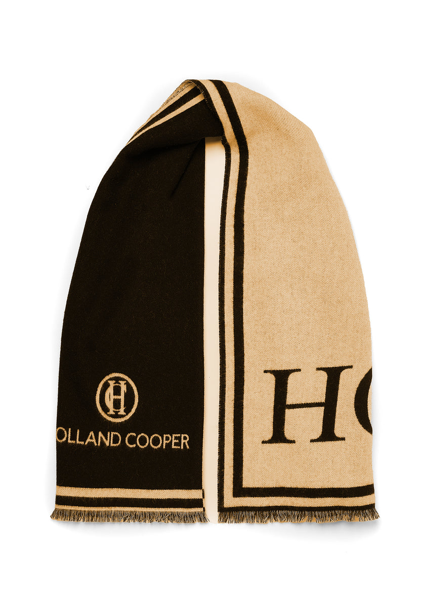 Regency Monogram Scarf (Black Camel)