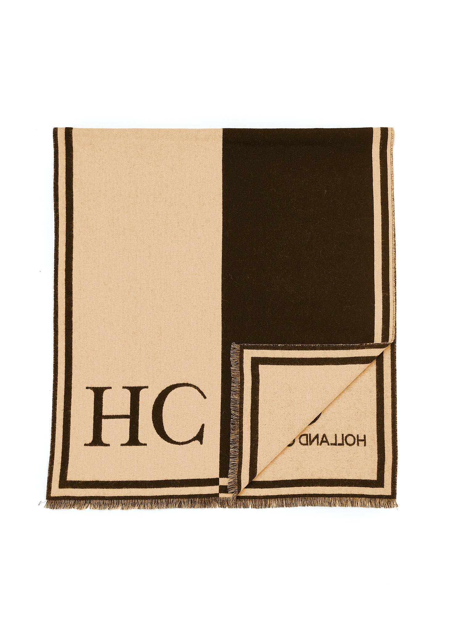 Regency Monogram Scarf (Black Camel)