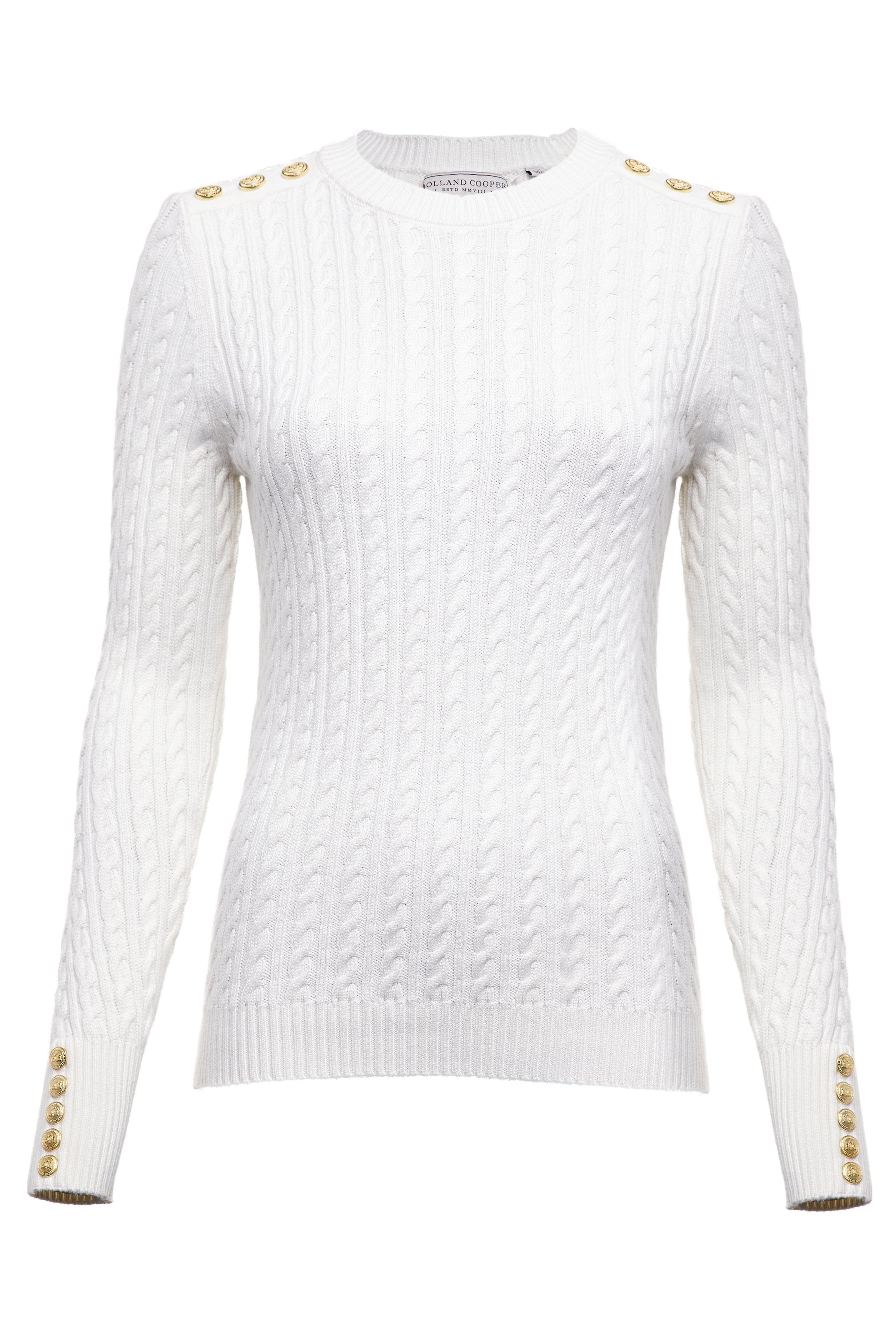 Seattle Cable Crew Knit (White) – Holland Cooper