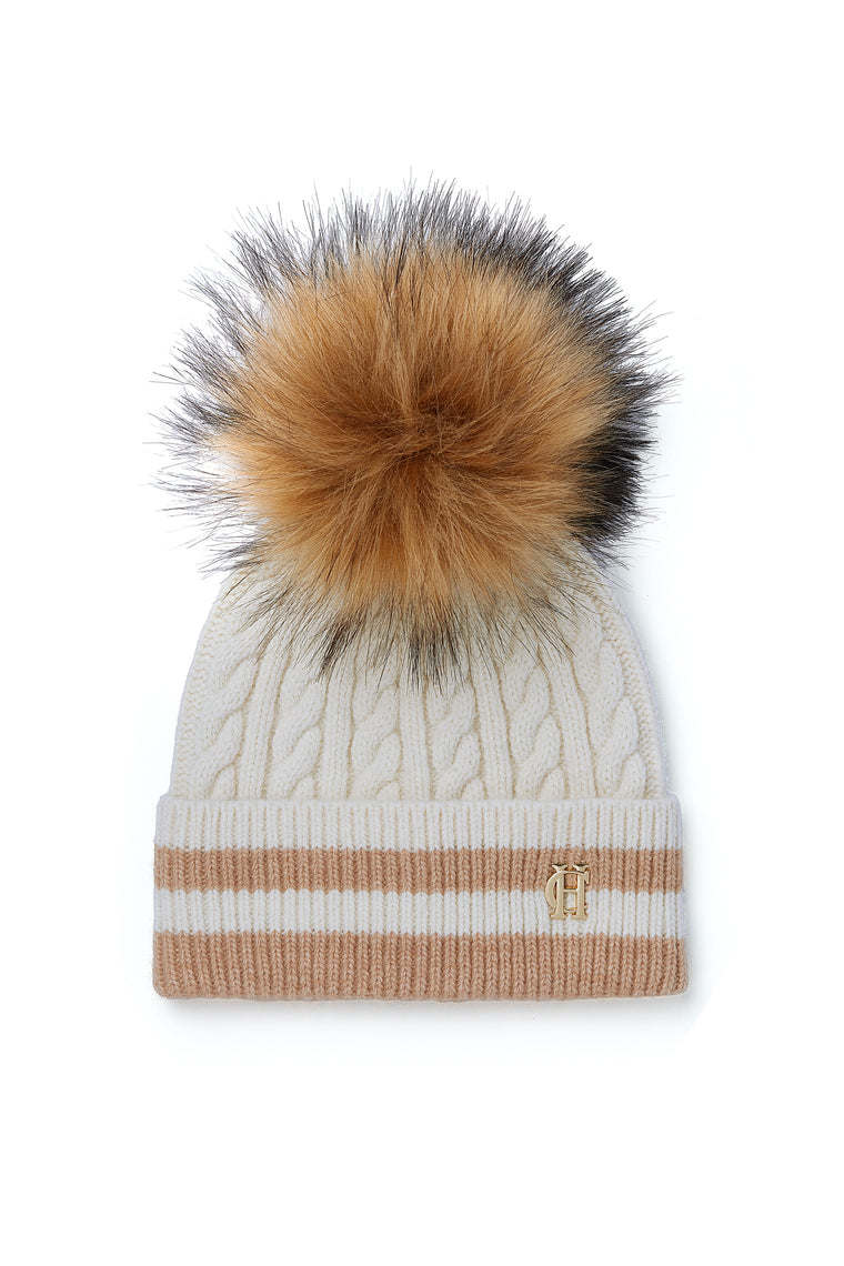 Zoe Bobble Hat (Cream Stripe)