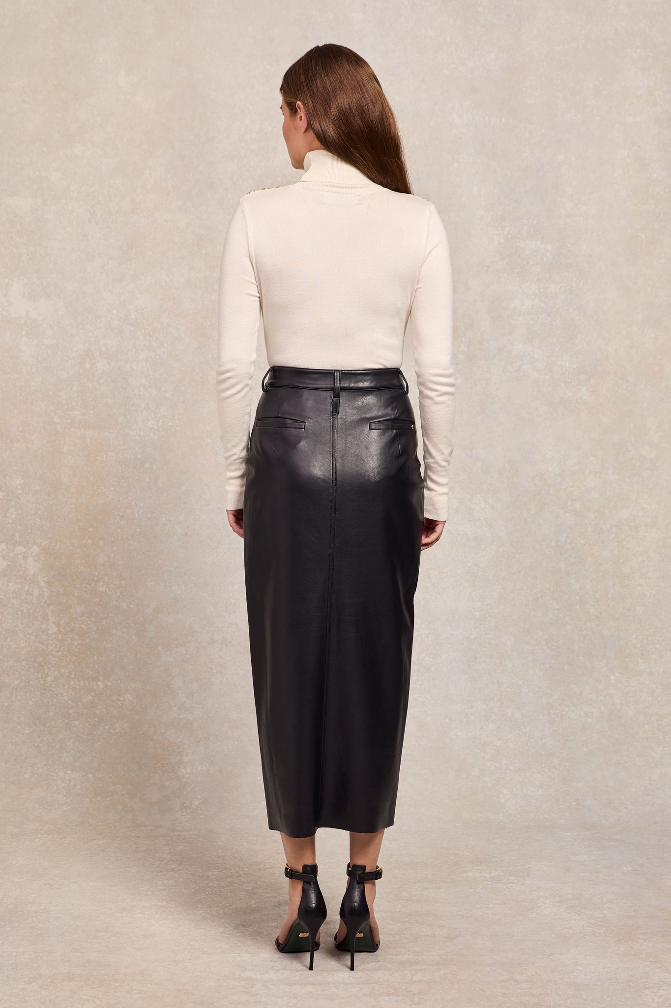 Faux Leather Maxi Skirt (Black)