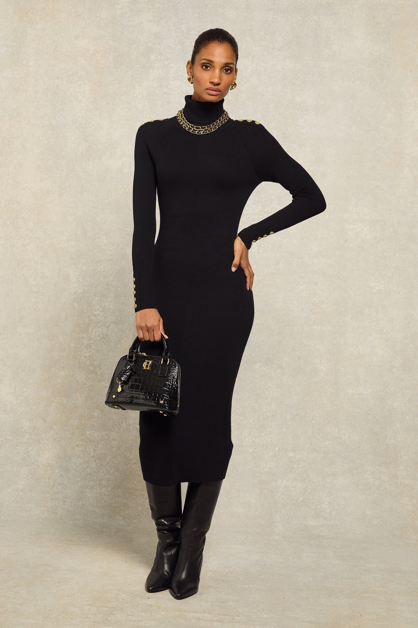 Kensington Midi Jumper Dress Black Holland Cooper