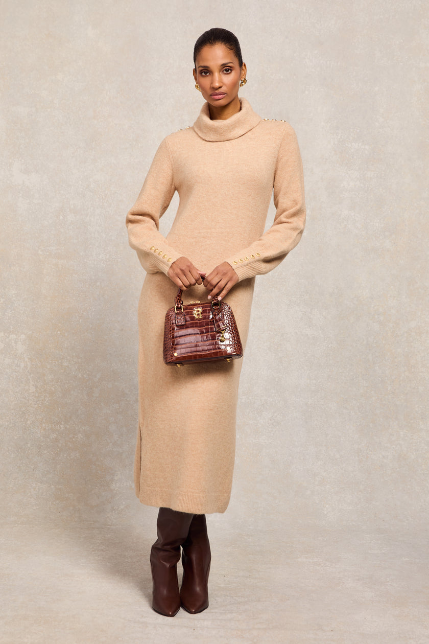 Berkeley Roll Neck Dress (Camel)