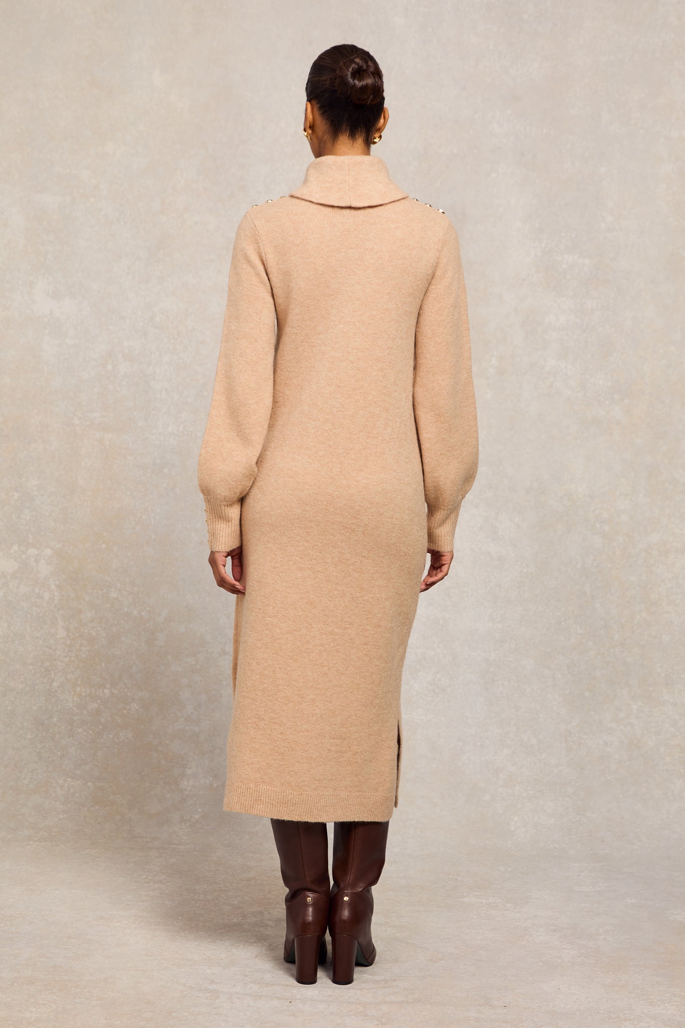 Berkeley Roll Neck Dress (Camel)