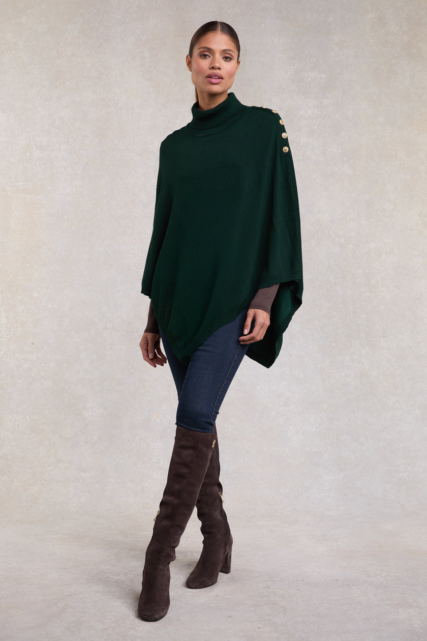 Roll Neck Cape (Deep Emerald)