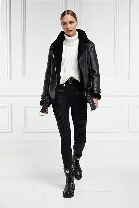 Shearling Aviator Jacket (Black)