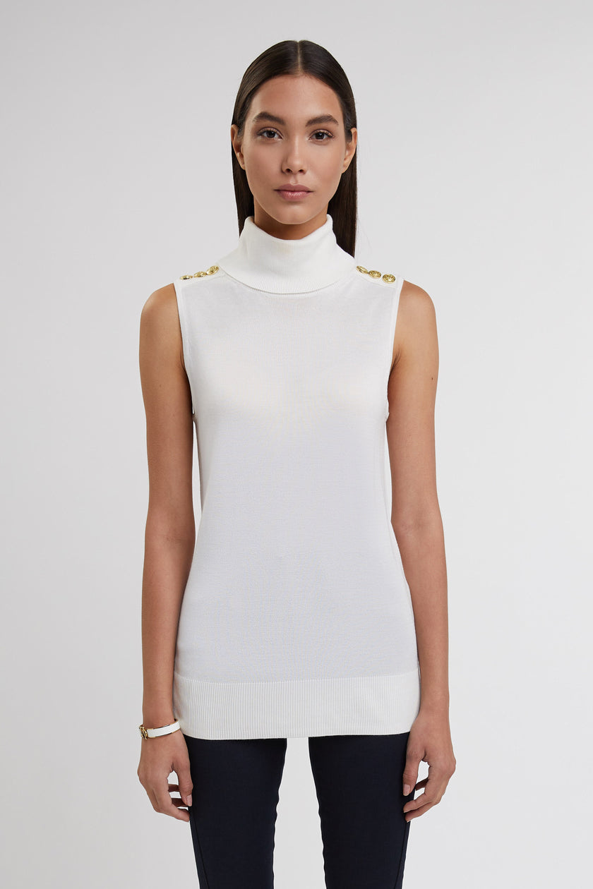 Luxury Sleeveless Roll Neck (Winter White)