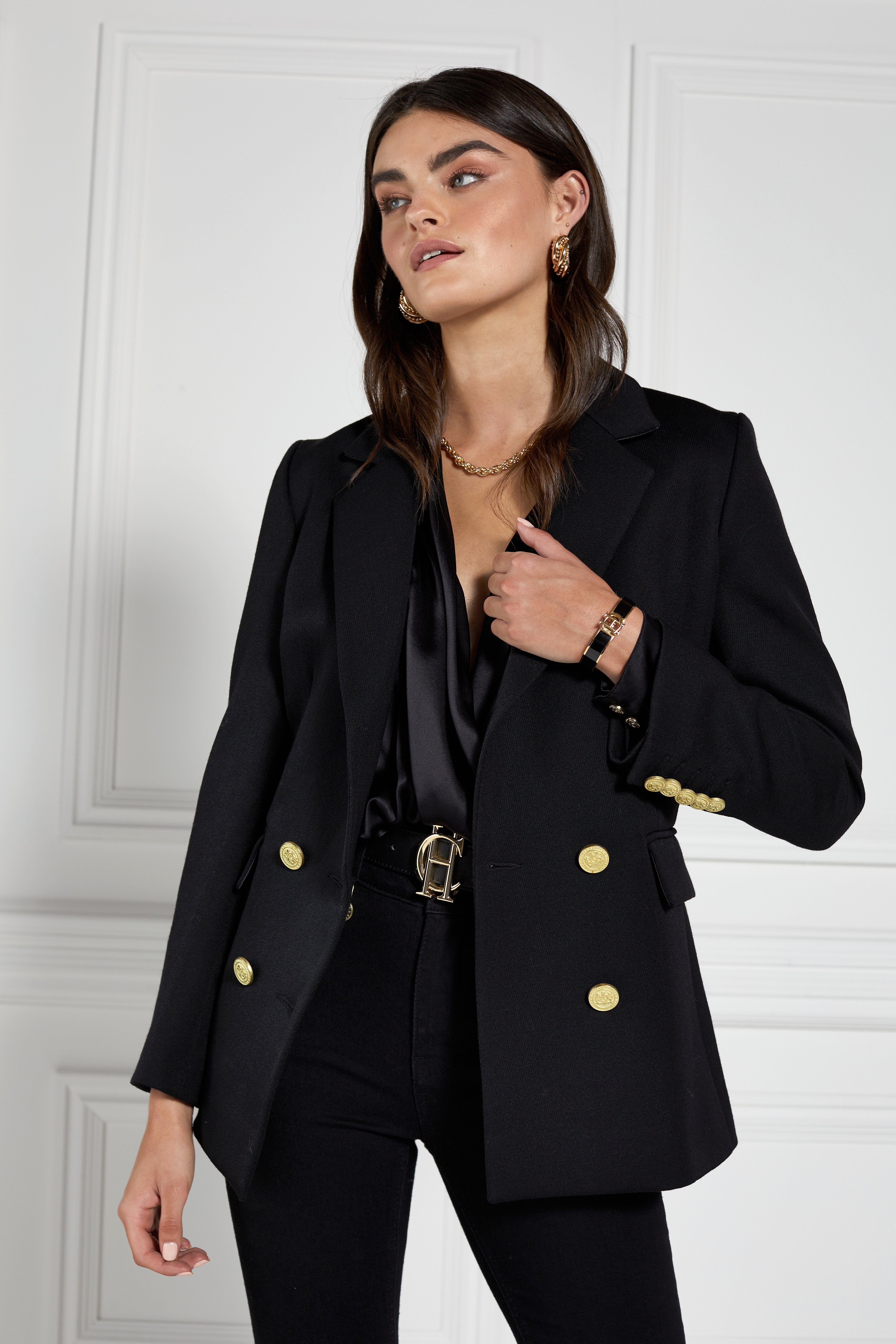Double Breasted Blazer (Black Twill) – Holland Cooper