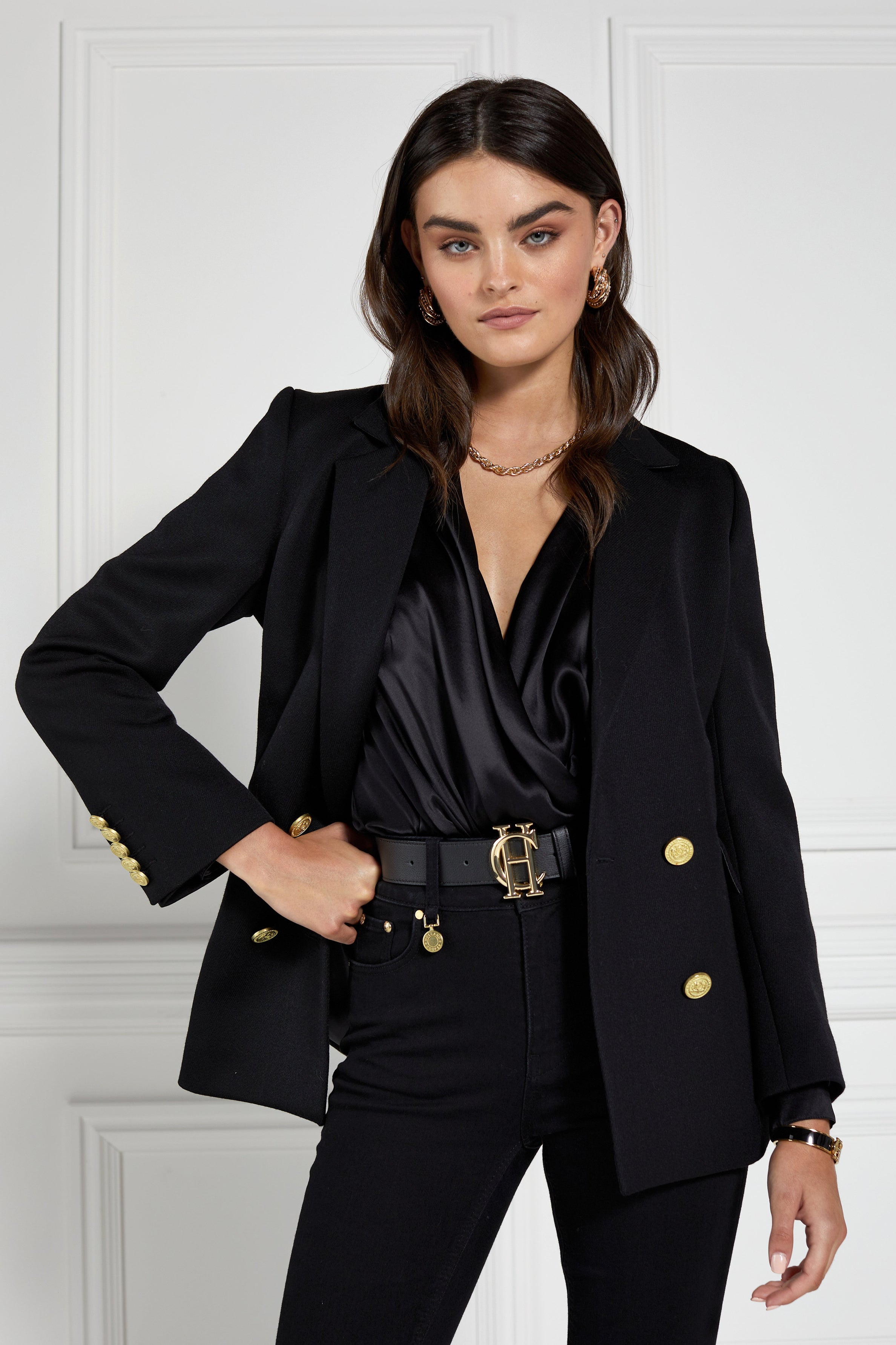 Double Breasted Blazer (Black Twill) – Holland Cooper