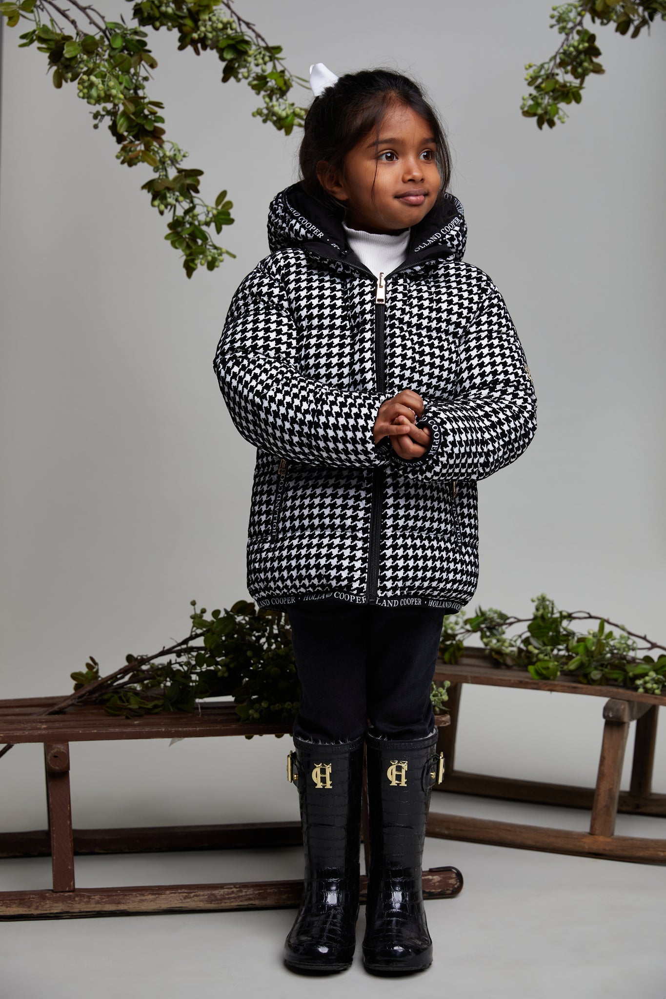 Little Reversible Puffer (Liquorice Houndstooth)