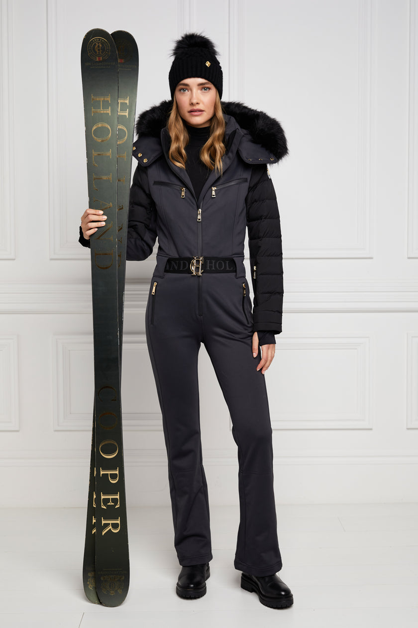 MSGD Ski Black Vinyl Padded Snow Suit, Missguided