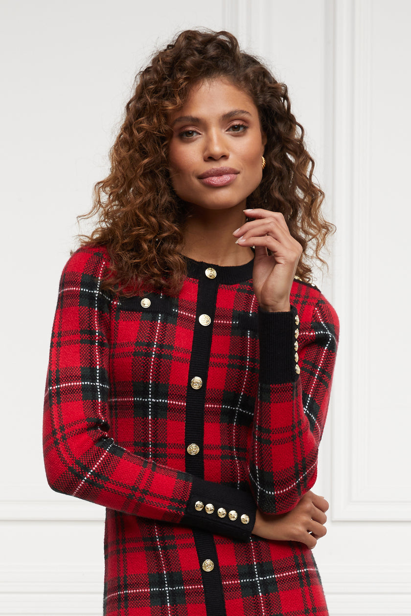 Hepburn Midi Dress (Red Tartan)