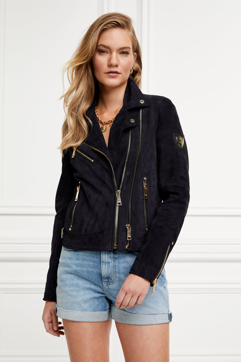 Suede Biker Jacket (Ink Navy)