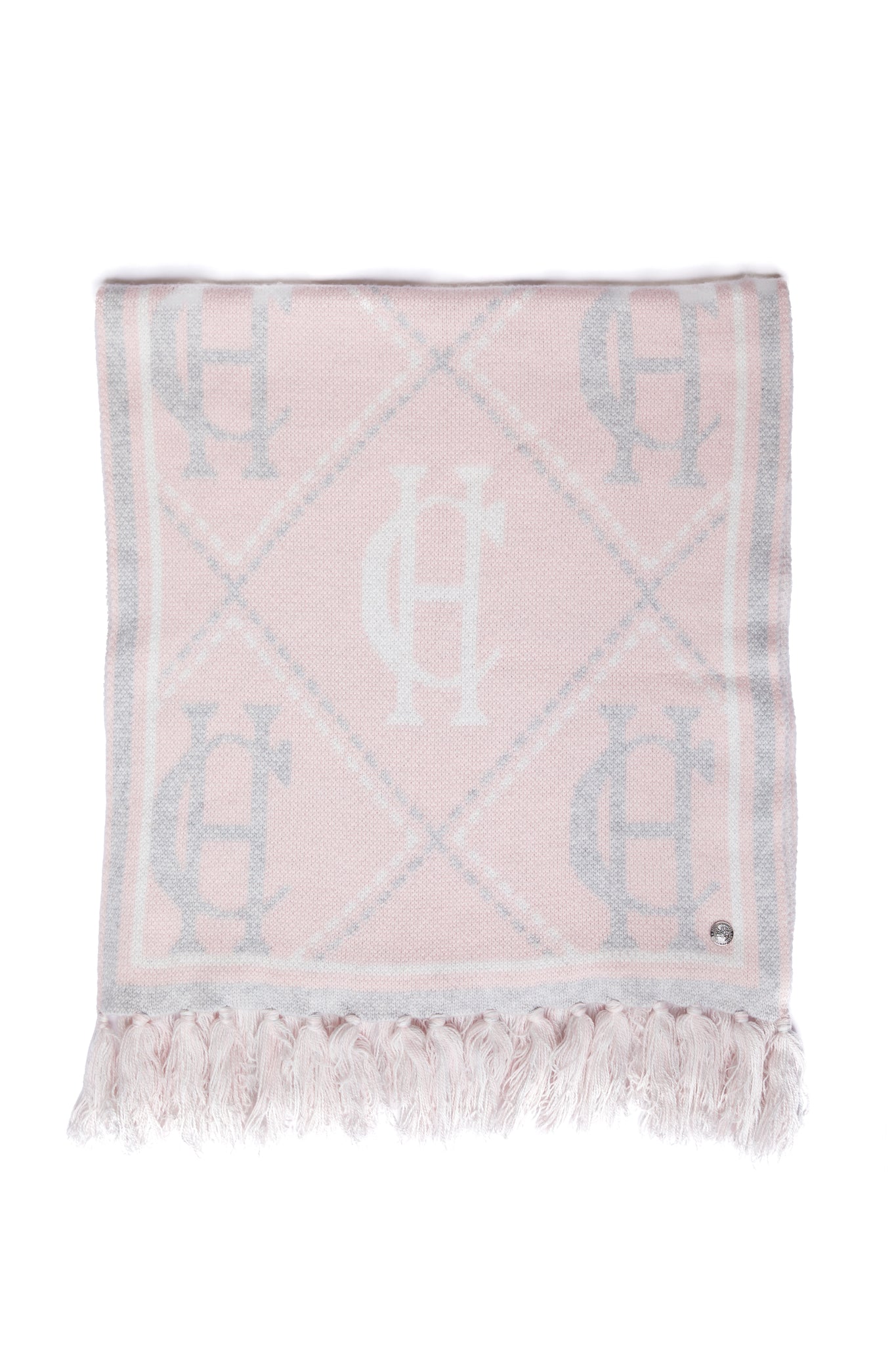 Pink/Blue Check Heavyweight Tassel Trim Blanket Scarf
