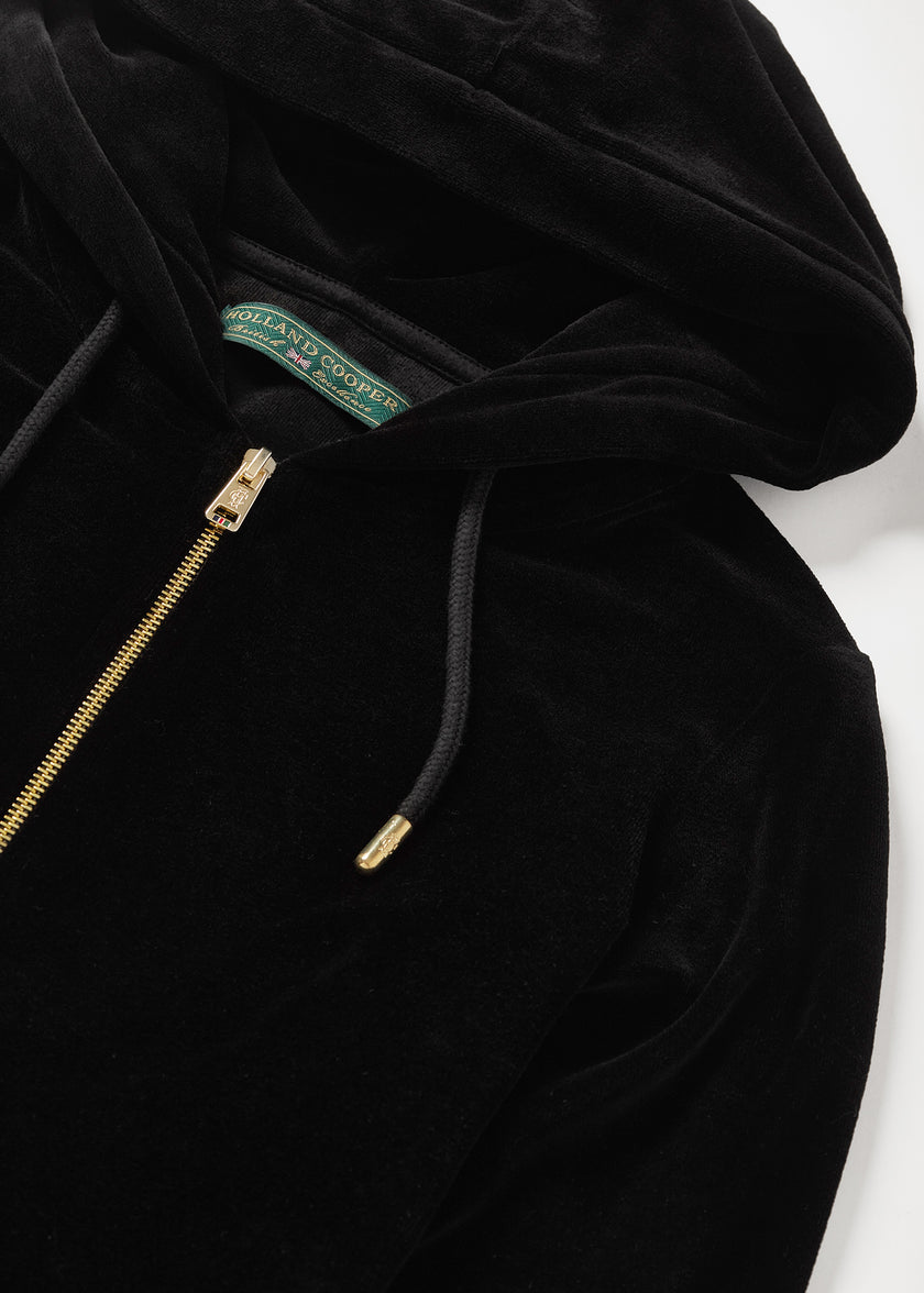 Velour Zip Hoodie (Black)