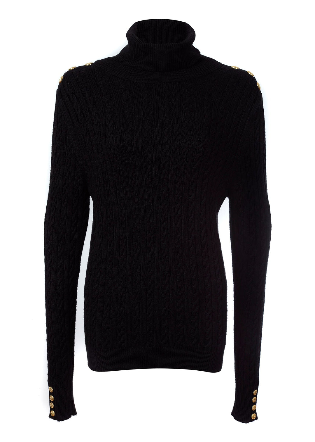 Seattle Roll Neck Cable Knit Black Holland Cooper 5040