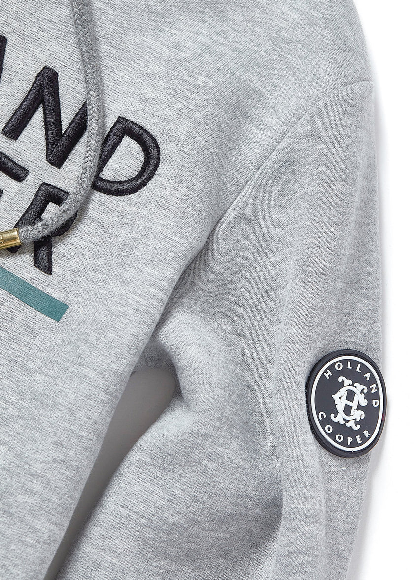 Tri Colour Crest Hoodie (Grey Marl)