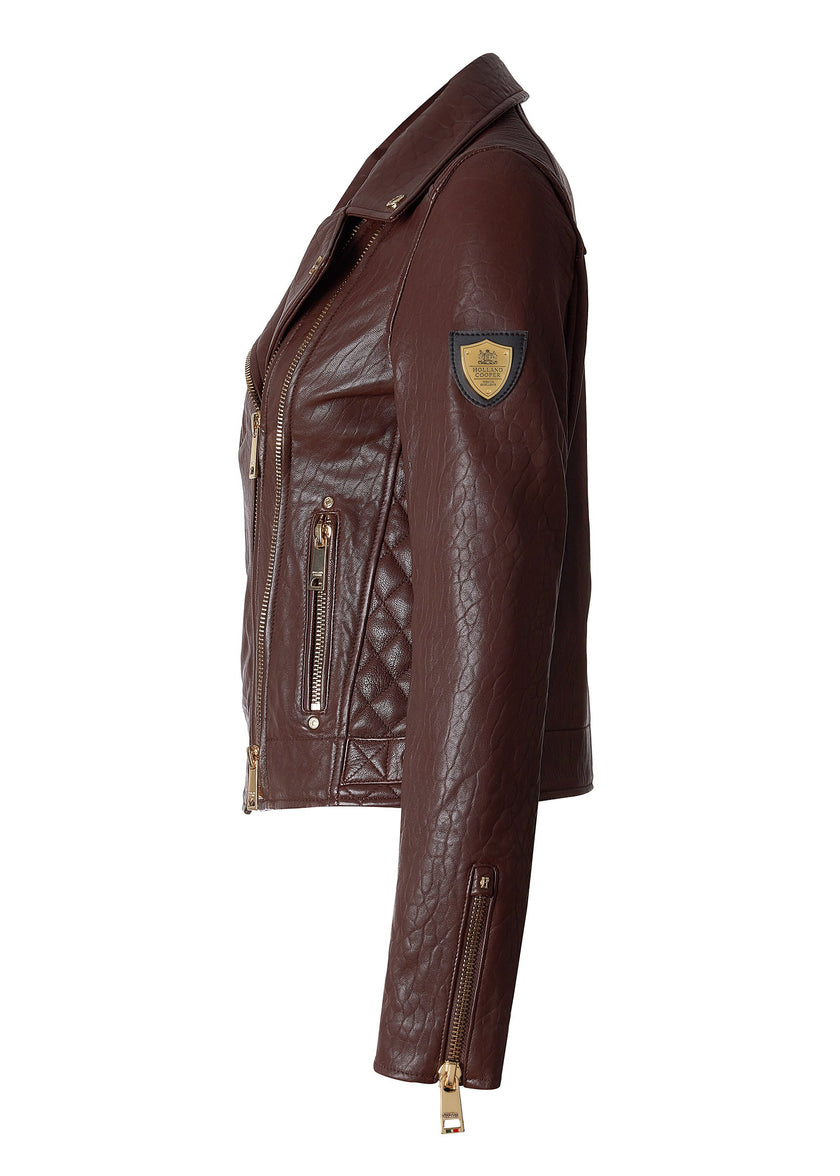 Leather Biker Jacket (Chocolate)