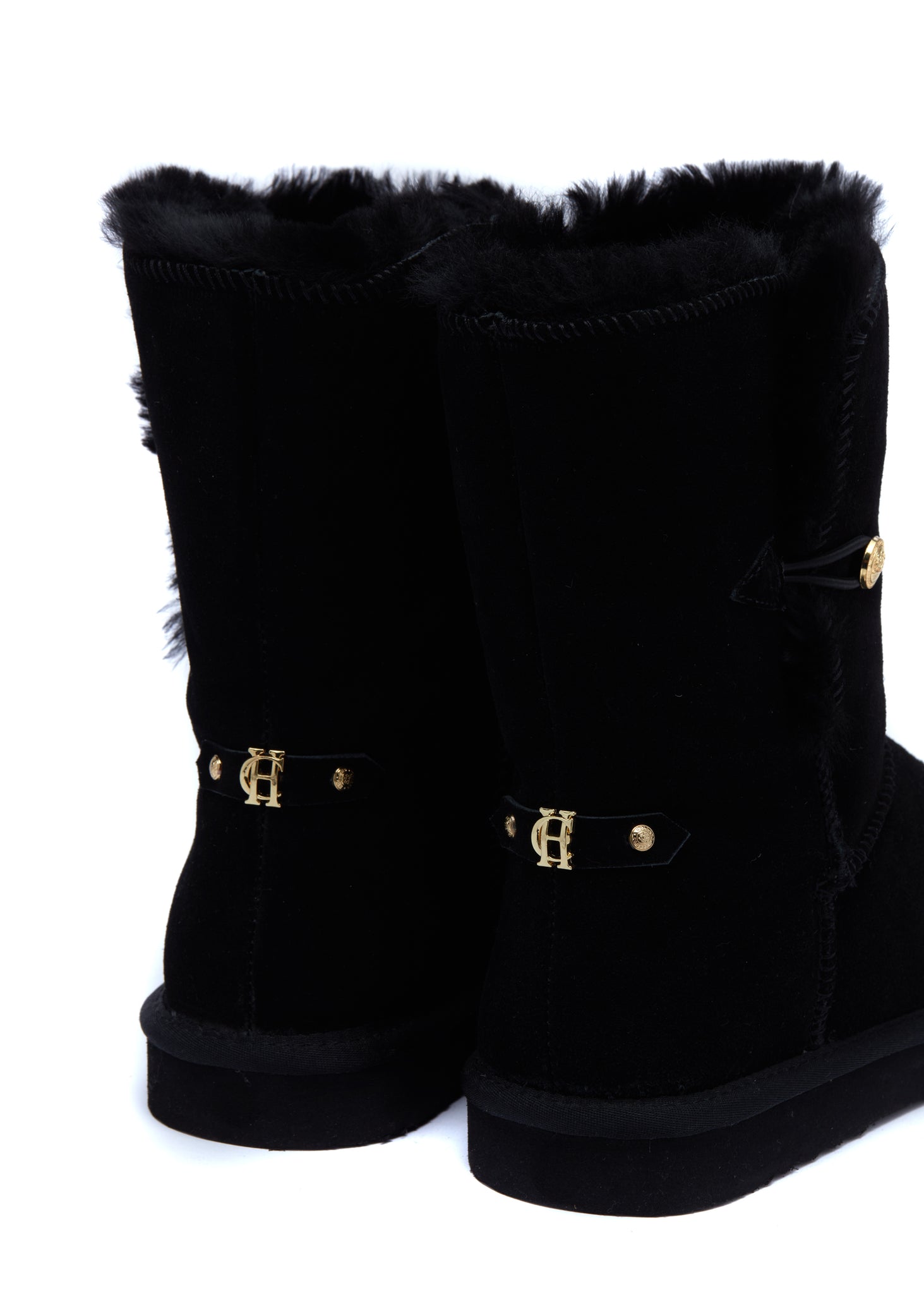 Black shearling boots outlet womens